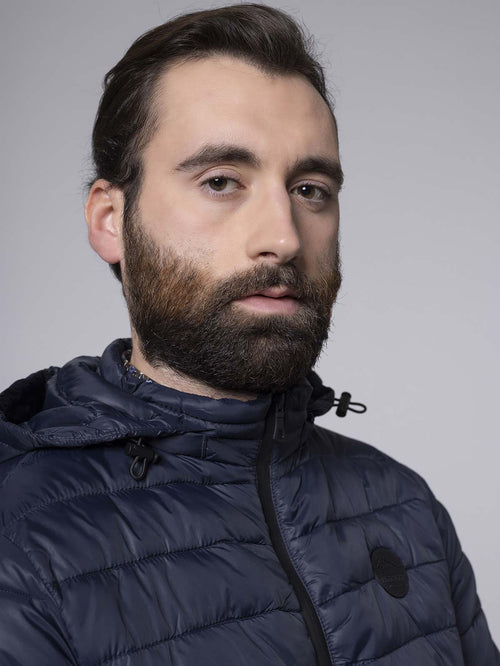 Giubbotto trapuntato con cappuccio|Colore:Blu