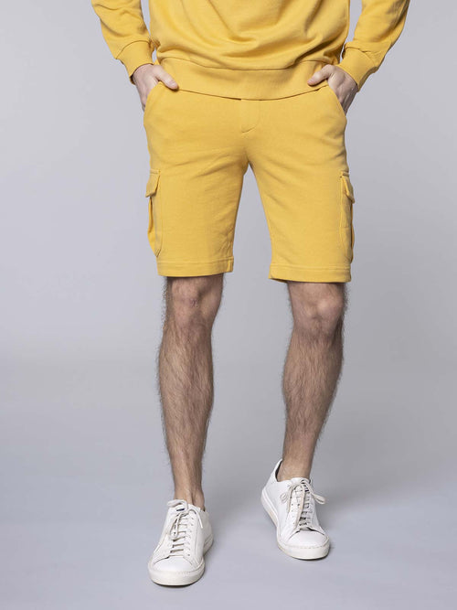 Shorts felpa con tasche laterali|Colore:Ocra