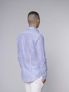 Camicia misto lino cotone|Colore:Bianco blu