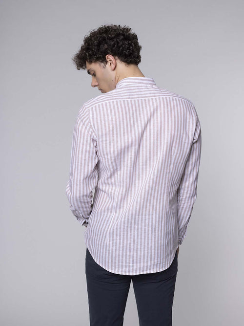 Camicia misto lino cotone coreana|Colore:Tabacco