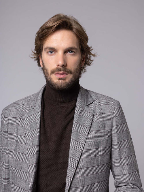 Giacca fantasia quadri|Colore:Moro