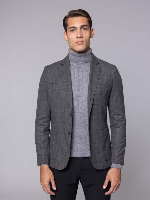 Giacca fantasia quadri|Colore:Grigio