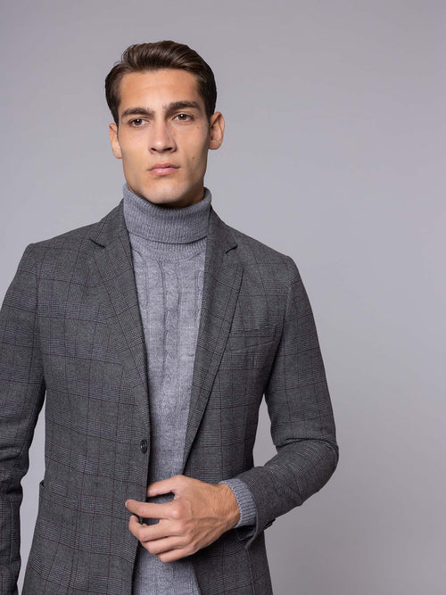 Giacca fantasia quadri|Colore:Grigio