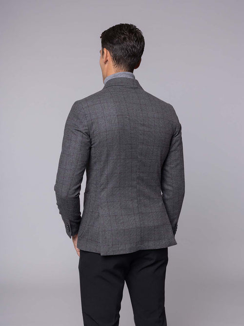 Giacca fantasia quadri|Colore:Grigio