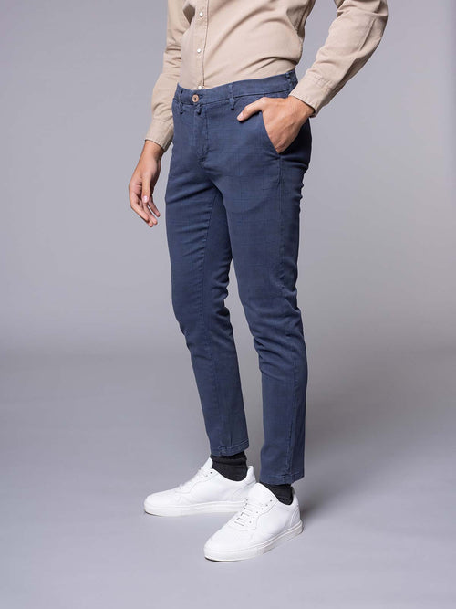 Pantaloni fantasia quadri|Colore:Blu