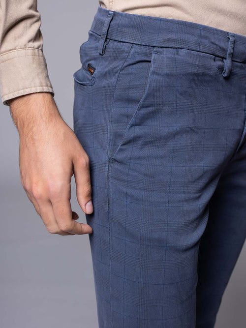 Pantaloni fantasia quadri|Colore:Blu