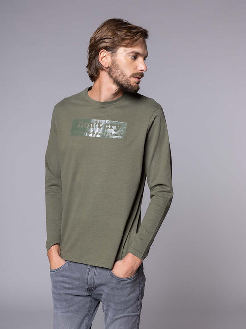 T-shirt manica lunga cry|Colore:Verde militare