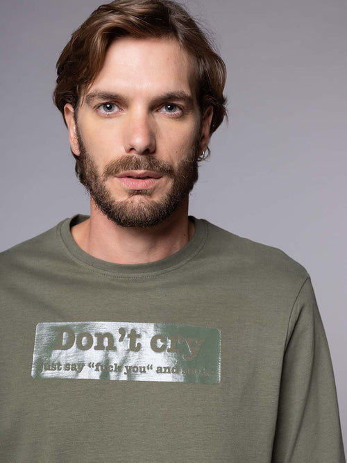 T-shirt manica lunga cry|Colore:Verde militare