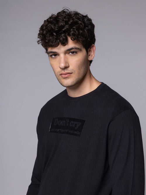 T-shirt manica lunga cry|Colore:Nero