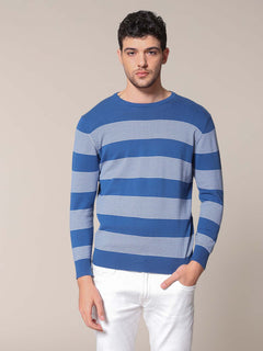 Bands and stripes crew neck sweater