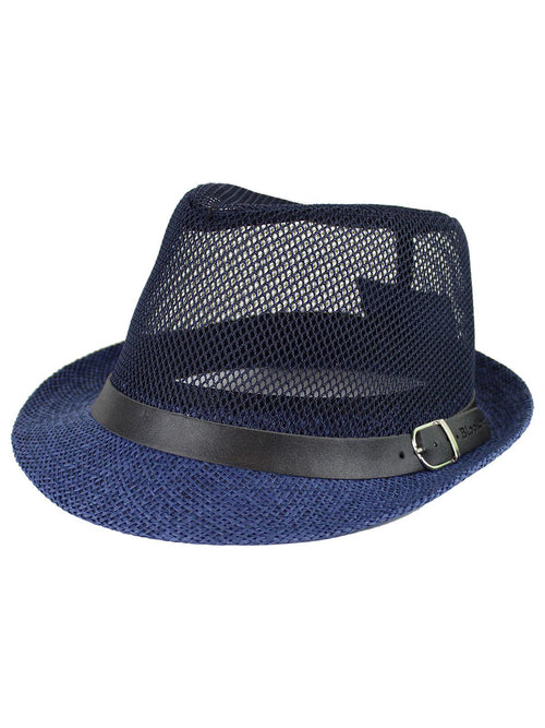 Cappello modello fedora traforato|Colore:Blu