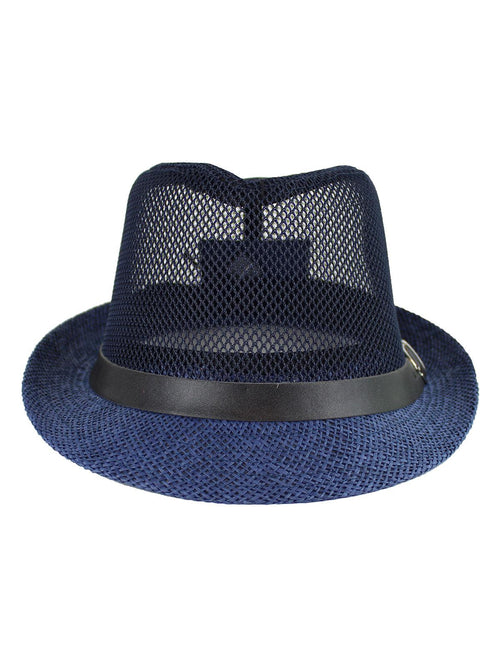 Cappello modello fedora traforato|Colore:Blu