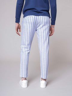 Striped trousers with drawstrings