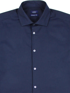 Camicia collo classico tessuto armaturato|Colore:Blu