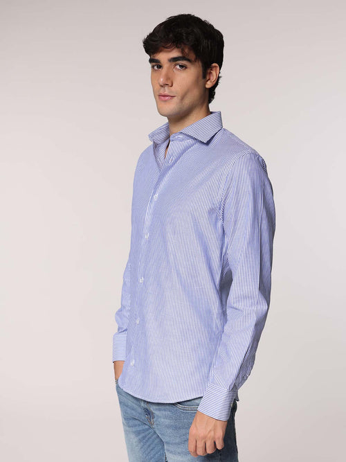 Camicia a righe collo francese