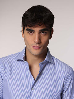 Camicia a righe collo francese
