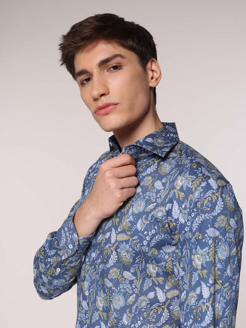 Camicia fantasia collo classico|Colore:Azzurro