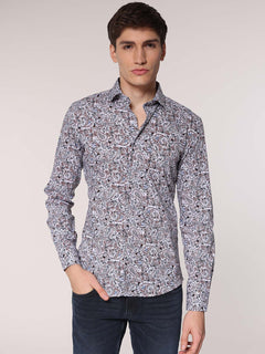 Camicia fantasia collo classico|Colore:Bianco