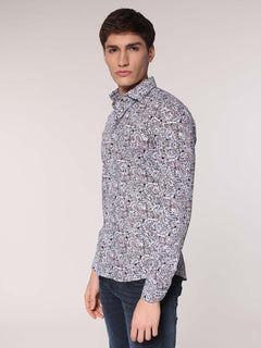 Camicia fantasia collo classico|Colore:Bianco