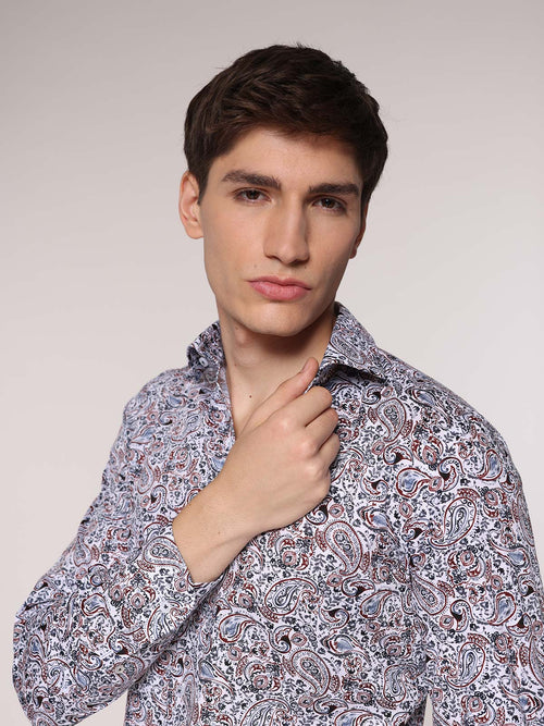 Camicia fantasia collo classico|Colore:Bianco
