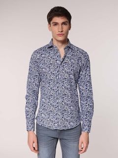 Camicia fantasia collo classico|Colore:Blu