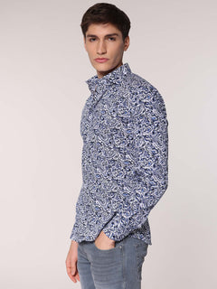 Camicia fantasia collo classico|Colore:Blu