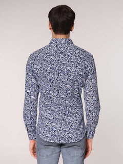 Camicia fantasia collo classico|Colore:Blu
