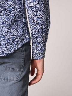 Camicia fantasia collo classico|Colore:Blu