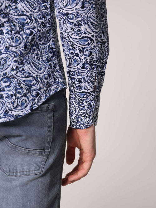 Camicia fantasia collo classico|Colore:Blu
