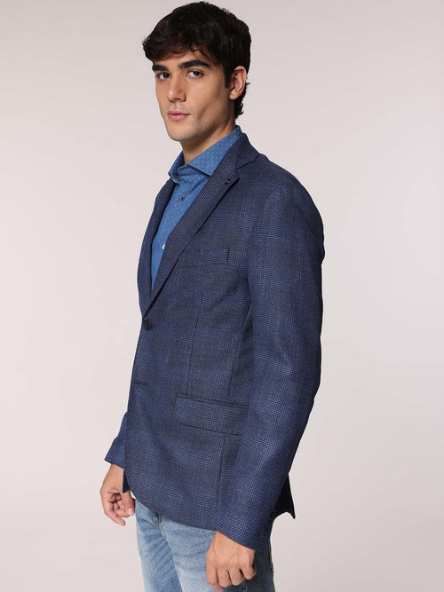 Giacca principe di Galles|Colore:Indaco