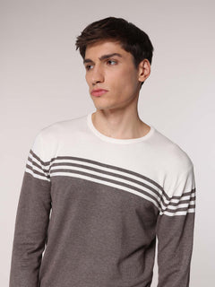 Maglia spalle contrasto colore|Colore:Beige