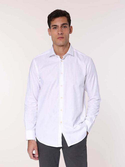 Camicia collo classico tessuto armaturato|Colore:Bianco