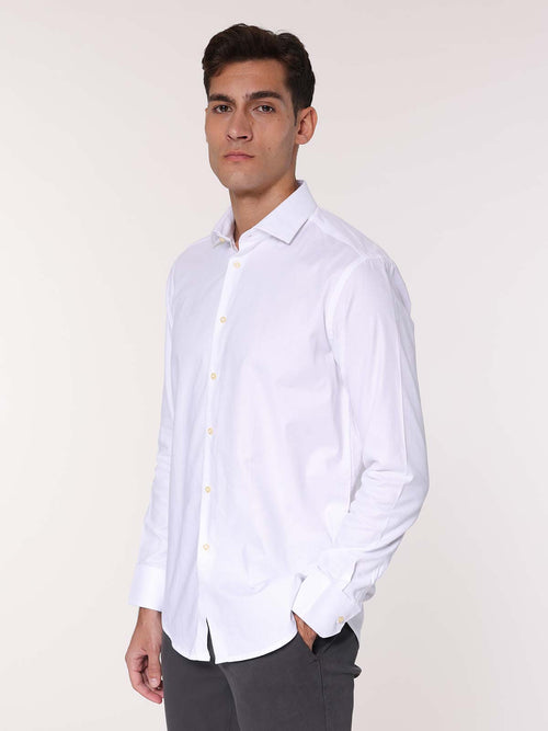 Camicia collo classico tessuto armaturato|Colore:Bianco