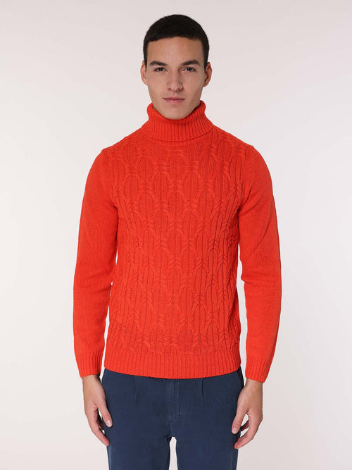 Maglia collo alto front Jacquard|Colore:Arancio