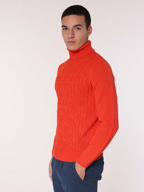 Maglia collo alto front Jacquard|Colore:Arancio