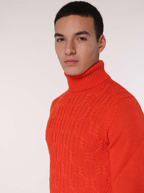 Maglia collo alto front Jacquard|Colore:Arancio