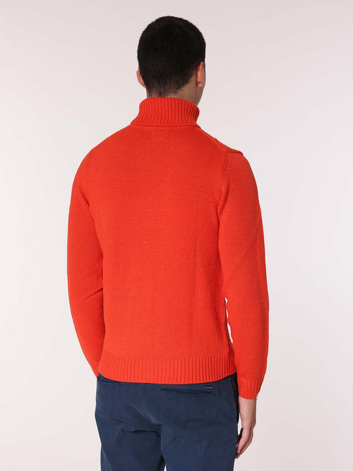 Maglia collo alto front Jacquard|Colore:Arancio