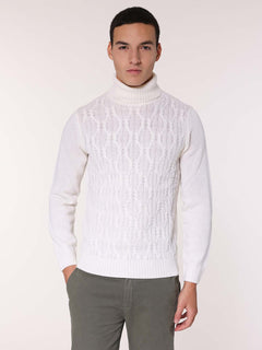 Maglia collo alto front Jacquard|Colore:Panna