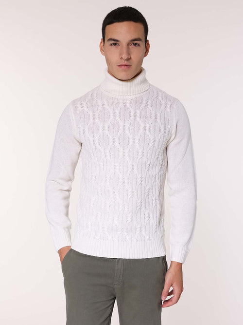 Maglia collo alto front Jacquard|Colore:Panna