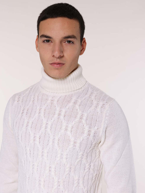 Maglia collo alto front Jacquard|Colore:Panna