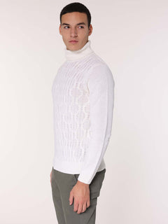 Maglia collo alto front Jacquard|Colore:Panna