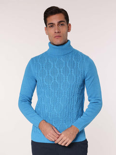 Maglia collo alto front Jacquard|Colore:Turchese