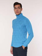 Maglia collo alto front Jacquard|Colore:Turchese