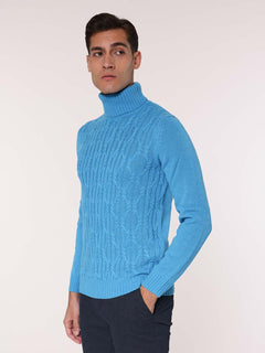 Maglia collo alto front Jacquard|Colore:Turchese