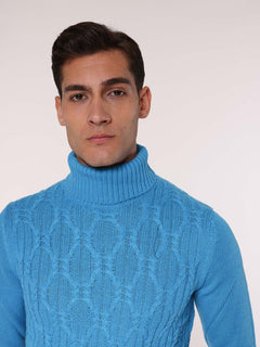 Maglia collo alto front Jacquard|Colore:Turchese