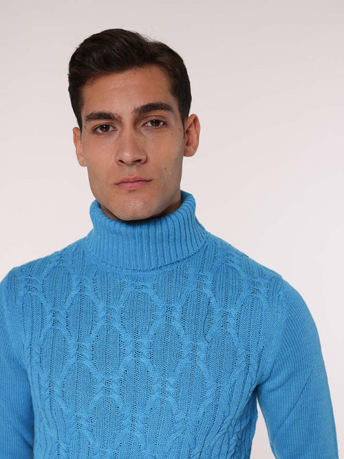 Maglia collo alto front Jacquard|Colore:Turchese