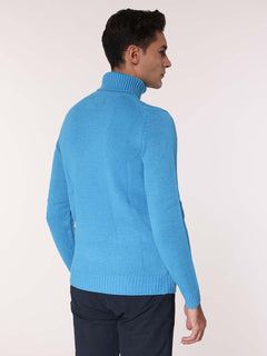 Maglia collo alto front Jacquard|Colore:Turchese