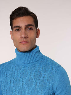 Maglia collo alto front Jacquard|Colore:Turchese