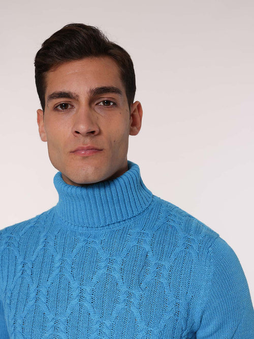 Maglia collo alto front Jacquard|Colore:Turchese