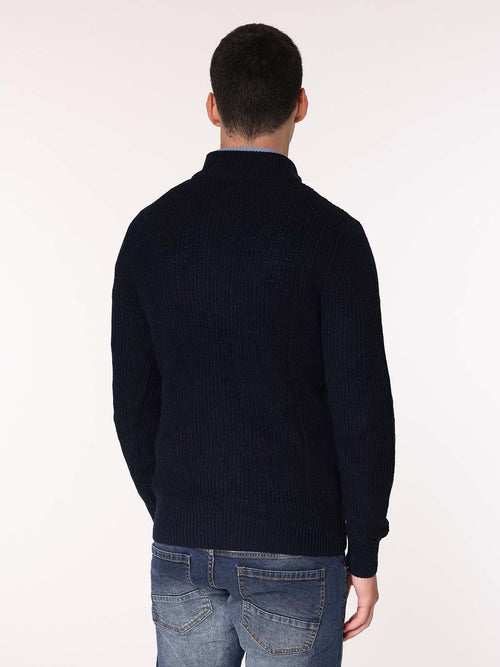 Maglia mezza zip front Jacquard|Colore:Blu
